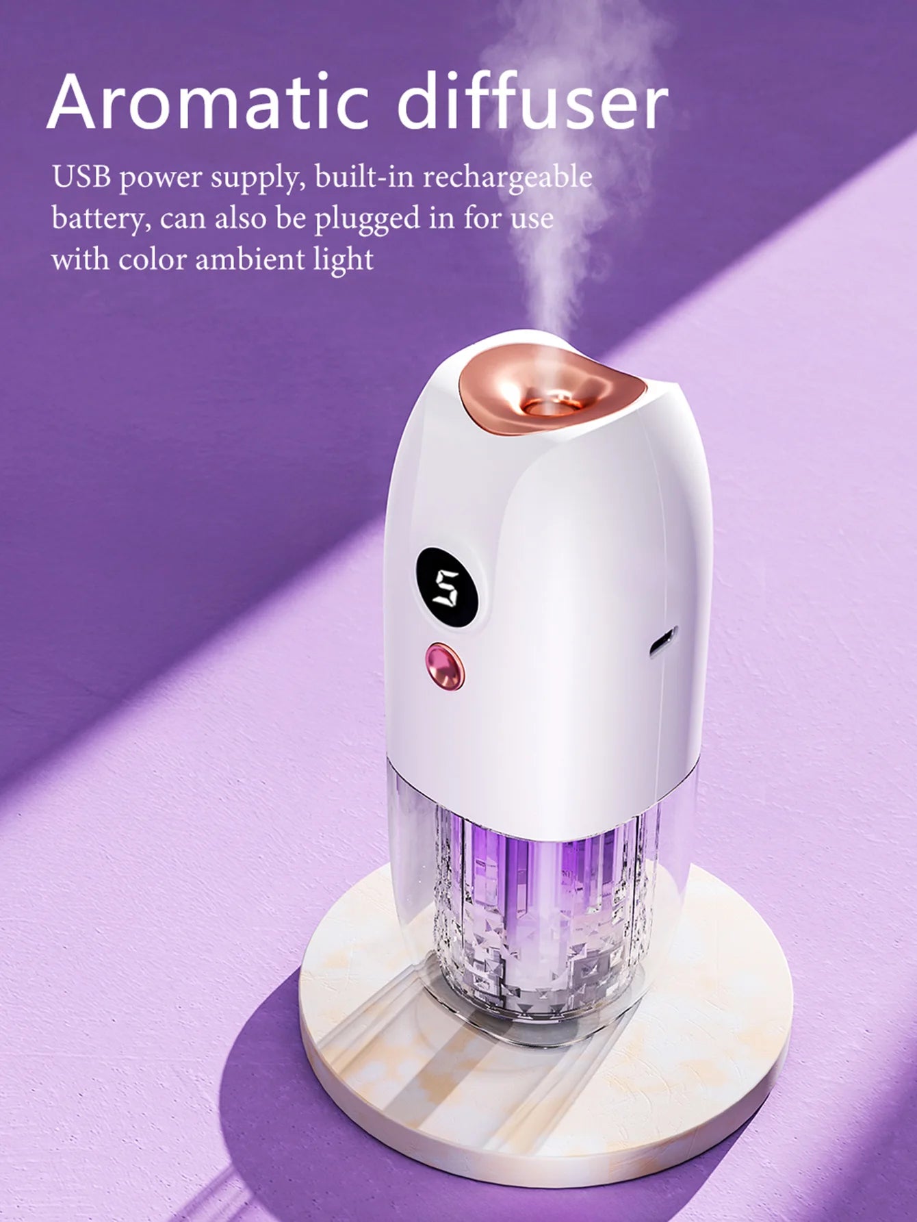 Multi-functional rechargeable portable aroma diffuser essential oil diffuser timer air freshener car home living room bathroom