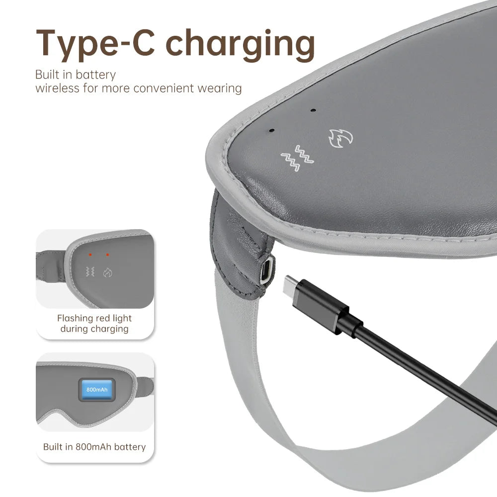 3D Heated Eye Sleep Mask Electric Vibration Eye Massager Blindfold For Dry Eye Relieves Blepharitis Eye Spa Care Tool